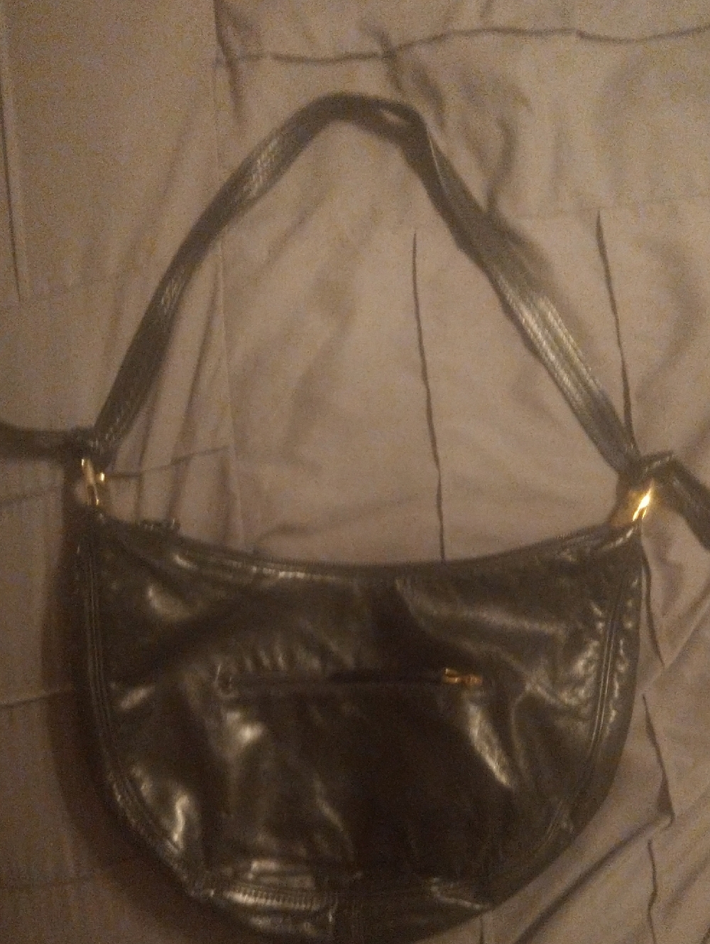 Anne Klein Black Shoulder Bag with Gold Hardware